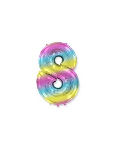 Palloncino Mylar Numero 8 Multicolor Gradient Mini 14" - 35cm - 1pz | G3S Party