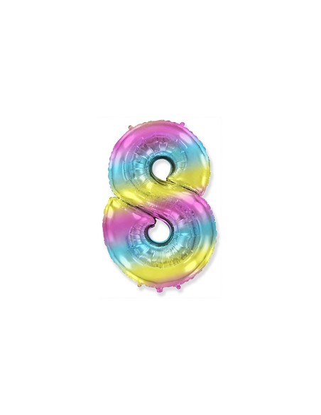 Palloncino Mylar Numero 8 Multicolor Gradient Mini 14" - 35cm - 1pz | G3S Party