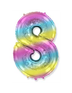 Palloncino Mylar Numero 8 Multicolor Gradient SuperShape 40" - 101cm - 1pz | G3S Party