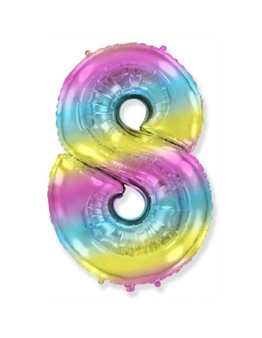 Palloncino Mylar Numero 8 Multicolor Gradient SuperShape 40" - 101cm - 1pz | G3S Party