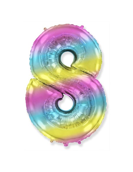 Palloncino Mylar Numero 8 Multicolor Gradient SuperShape 40" - 101cm - 1pz | G3S Party