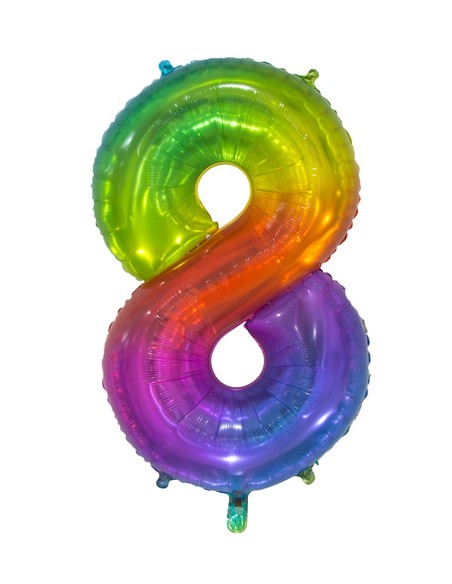 Palloncino Mylar Numero 8 Multicolor Jelly Mega 34" - 86cm - 1pz | G3S Party
