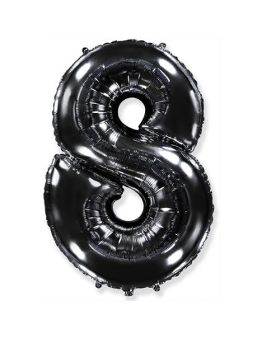 Palloncino Mylar Numero 8 Nero Mega 40" - 101cm - 1pz | G3S Party