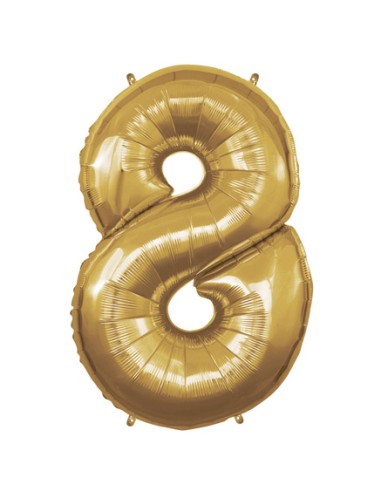 Palloncino Mylar Numero 8 Oro Mega 40" - 101cm - 1pz | G3S Party