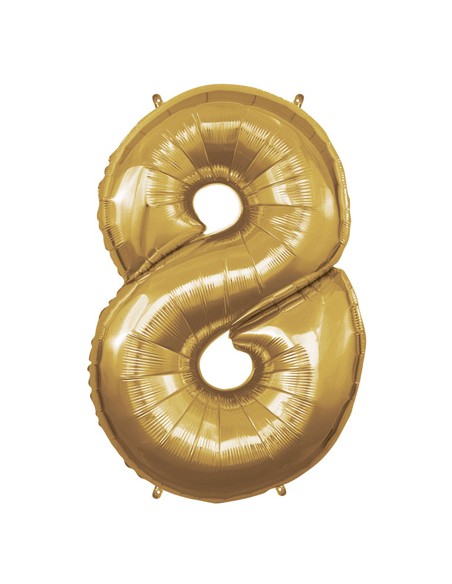 Palloncino Mylar Numero 8 Oro Mega 40" - 101cm - 1pz | G3S Party