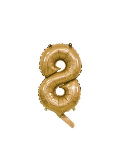 Palloncino Mylar Numero 8 Oro Mini 14" - 35cm con valvola - 1pz | G3S Party