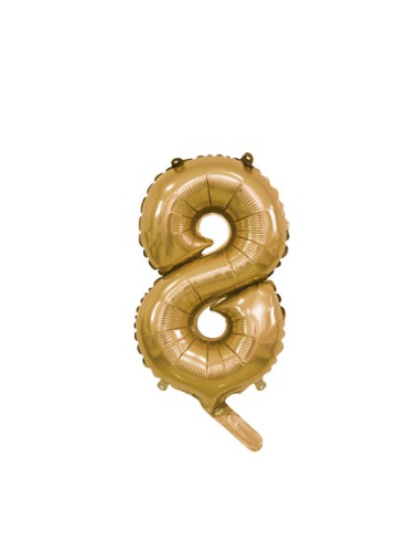 Palloncino Mylar Numero 8 Oro Mini 14" - 35cm con valvola - 1pz | G3S Party