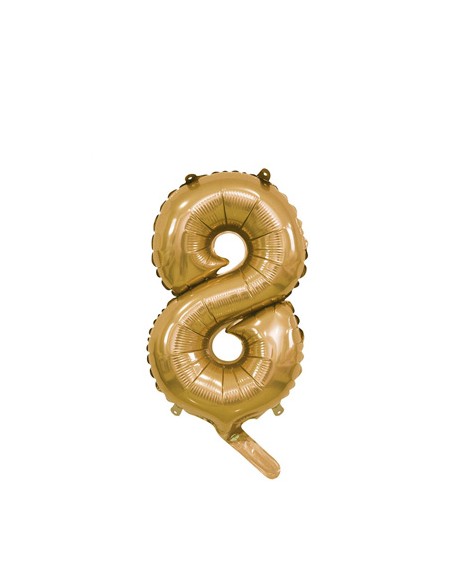 Palloncino Mylar Numero 8 Oro Mini 14" - 35cm con valvola - 1pz | G3S Party