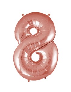 Palloncino Mylar Numero 8 Rosa Gold Mega 40" - 101cm - 1pz | G3S Party