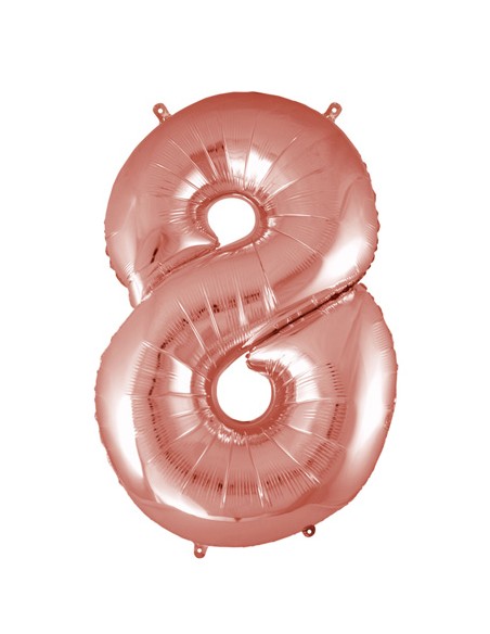 Palloncino Mylar Numero 8 Rosa Gold Mega 40" - 101cm - 1pz | G3S Party