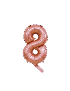 Palloncino Mylar Numero 8 Rosa Gold Mini 14" - 35cm con valvola - 1pz | G3S Party