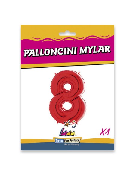 Palloncino Mylar Numero 8 Rosso Mega 40" - 101cm - 1pz | G3S Party