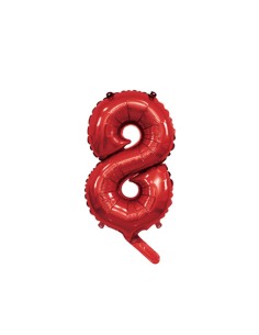 Palloncino Mylar Numero 8 Rosso Mini 14" - 35cm con valvola - 1pz | G3S Party