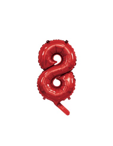 Palloncino Mylar Numero 8 Rosso Mini 14" - 35cm con valvola - 1pz | G3S Party