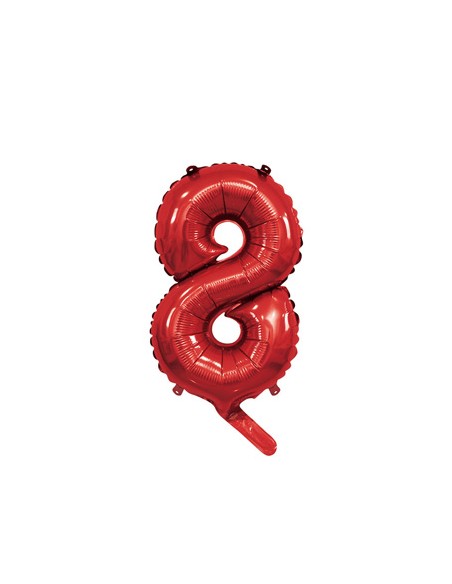 Palloncino Mylar Numero 8 Rosso Mini 14" - 35cm con valvola - 1pz | G3S Party