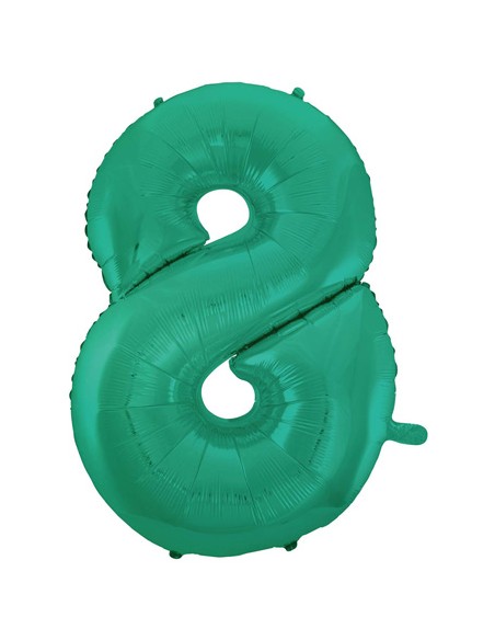 Palloncino Mylar Numero 8 Satin Velvet Aquamarine Mega 40" - 101cm - 1pz | G3S Party