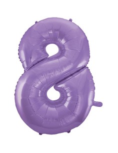 Palloncino Mylar Numero 8 Satin Velvet Lilac Mega 40" - 101cm - 1pz | G3S Party