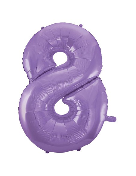 Palloncino Mylar Numero 8 Satin Velvet Lilac Mega 40" - 101cm - 1pz | G3S Party