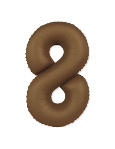 Palloncino Mylar Numero 8 Slim Mate Choco Brown Satinato 37" - 86cm - 1pz | G3S Party