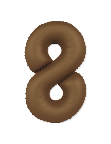 Palloncino Mylar Numero 8 Slim Mate Choco Brown Satinato 37" - 86cm - 1pz | G3S Party
