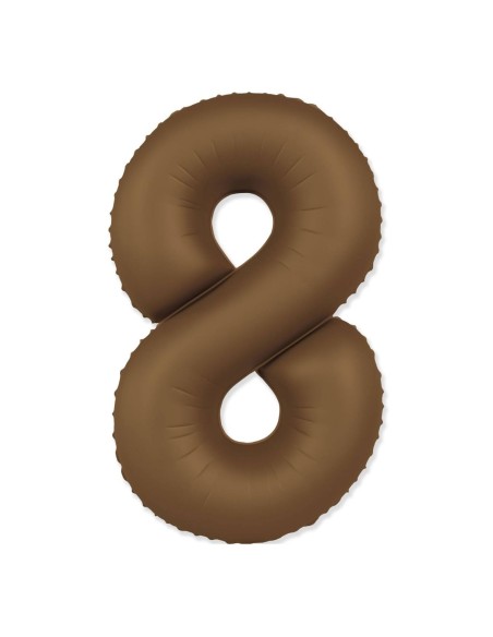 Palloncino Mylar Numero 8 Slim Mate Choco Brown Satinato 37" - 86cm - 1pz | G3S Party