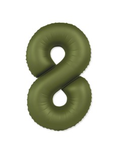 Palloncino Mylar Numero 8 Slim Mate Verde Oliva Satinato 37" - 86cm - 1pz | G3S Party