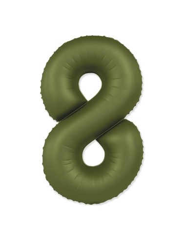 Palloncino Mylar Numero 8 Slim Mate Verde Oliva Satinato 37" - 86cm - 1pz | G3S Party