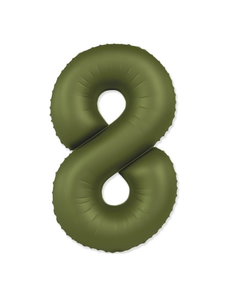 Palloncino Mylar Numero 8 Slim Mate Verde Oliva Satinato 37" - 86cm - 1pz | G3S Party