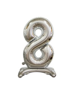 Palloncino Mylar Numero 8 Standing Argento Mega 30" - 76cm - 1pz | G3S Party