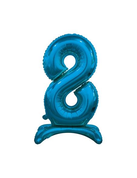 Palloncino Mylar Numero 8 Standing Blu Mega 30" - 76cm - 1pz | G3S Party