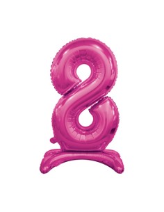 Palloncino Mylar Numero 8 Standing Fuxia Mega 30" - 76cm - 1pz | G3S Party