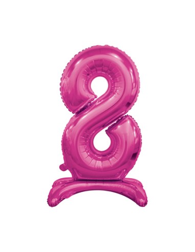 Palloncino Mylar Numero 8 Standing Fuxia Mega 30" - 76cm - 1pz | G3S Party