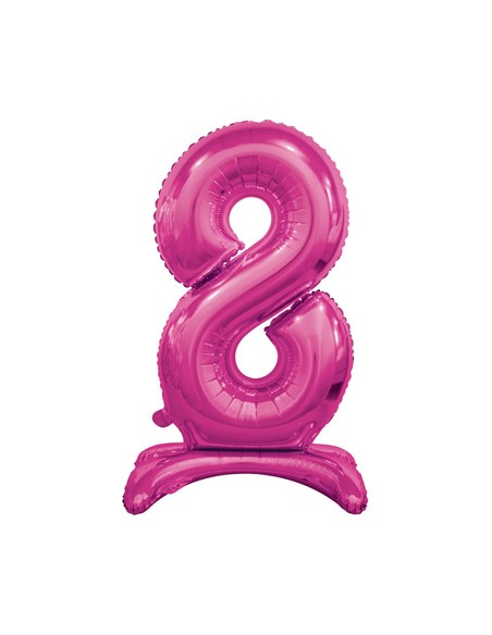 Palloncino Mylar Numero 8 Standing Fuxia Mega 30" - 76cm - 1pz | G3S Party