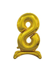 Palloncino Mylar Numero 8 Standing Oro Mega 30" - 76cm - 1pz | G3S Party