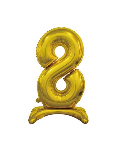 Palloncino Mylar Numero 8 Standing Oro Mega 30" - 76cm - 1pz | G3S Party