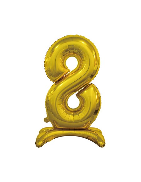 Palloncino Mylar Numero 8 Standing Oro Mega 30" - 76cm - 1pz | G3S Party