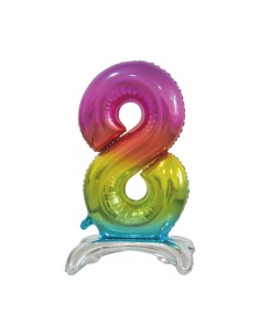 Palloncino Mylar Numero 8 Standing Rainbow Mega 30" - 76cm - 1pz | G3S Party
