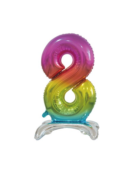 Palloncino Mylar Numero 8 Standing Rainbow Mega 30" - 76cm - 1pz | G3S Party