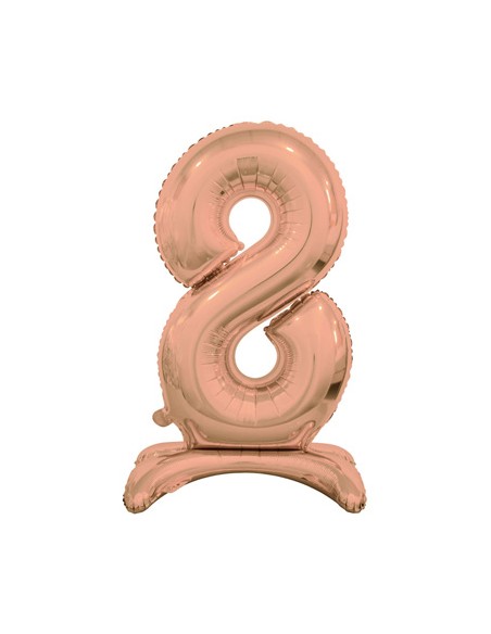 Palloncino Mylar Numero 8 Standing Rosa Gold Mega 30" - 76cm - 1pz | G3S Party