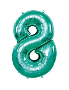 Palloncino Mylar Numero 8 Tiffany Scuro Mega 40" - 101cm - 1pz | G3S Party