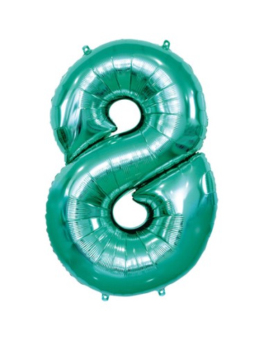 Palloncino Mylar Numero 8 Tiffany Scuro Mega 40" - 101cm - 1pz | G3S Party