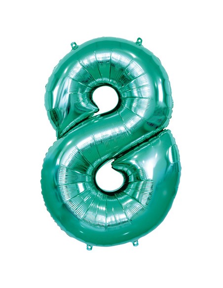 Palloncino Mylar Numero 8 Tiffany Scuro Mega 40" - 101cm - 1pz | G3S Party