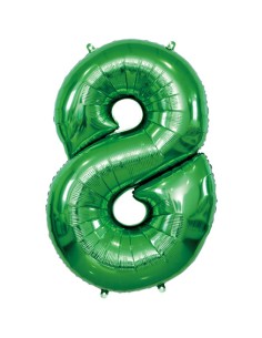 Palloncino Mylar Numero 8 Verde Mega 40" - 101cm - 1pz | G3S Party