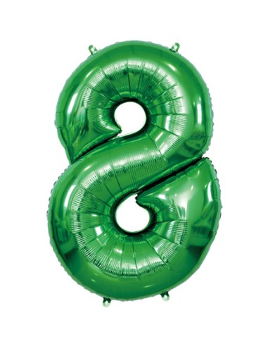 Palloncino Mylar Numero 8 Verde Mega 40" - 101cm - 1pz | G3S Party