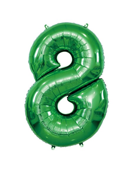 Palloncino Mylar Numero 8 Verde Mega 40" - 101cm - 1pz | G3S Party