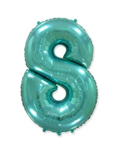 Palloncino Mylar Numero 8 Verde Menta Mega 40" - 101cm - 1pz | G3S Party