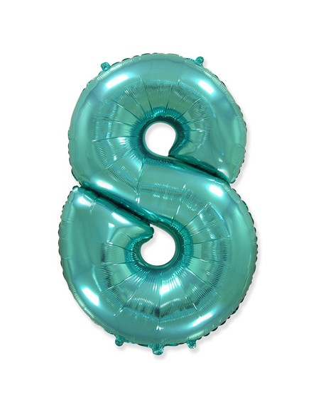 Palloncino Mylar Numero 8 Verde Menta Mega 40" - 101cm - 1pz | G3S Party