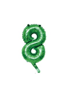 Palloncino Mylar Numero 8 Verde Mini 14" - 35cm con valvola - 1pz | G3S Party