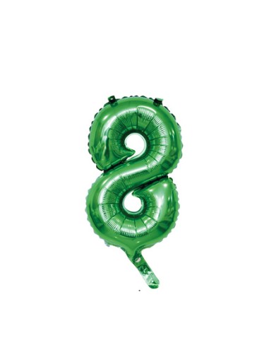 Palloncino Mylar Numero 8 Verde Mini 14" - 35cm con valvola - 1pz | G3S Party