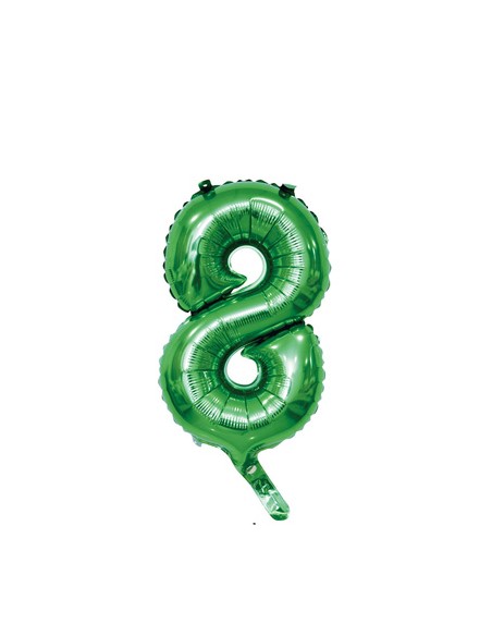 Palloncino Mylar Numero 8 Verde Mini 14" - 35cm con valvola - 1pz | G3S Party